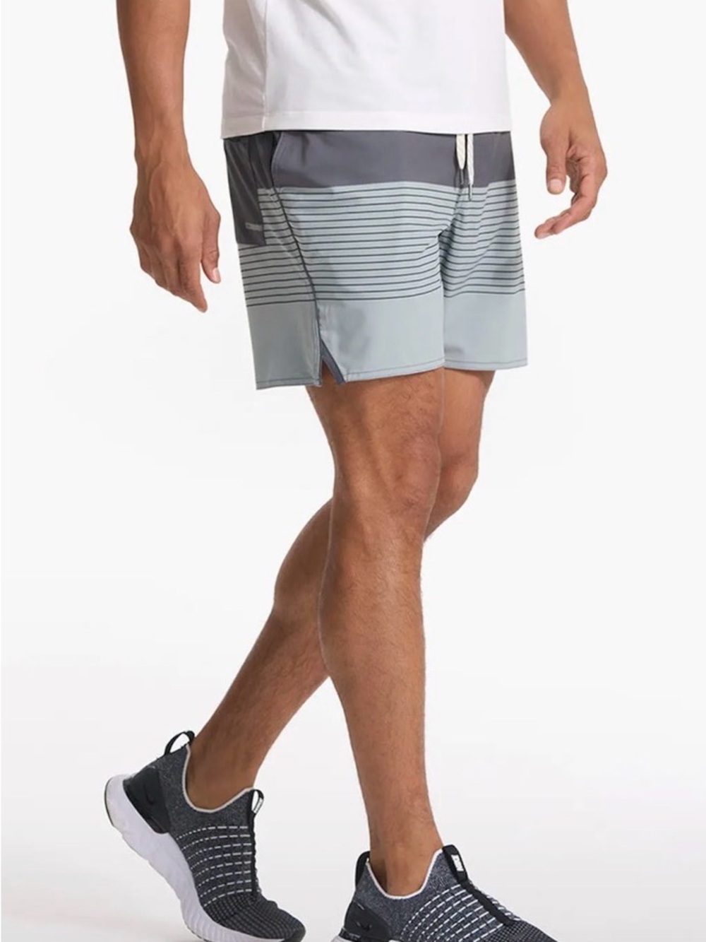 Vuori Trail Shorts Grey Stripes/Solid Lined Men’s Small